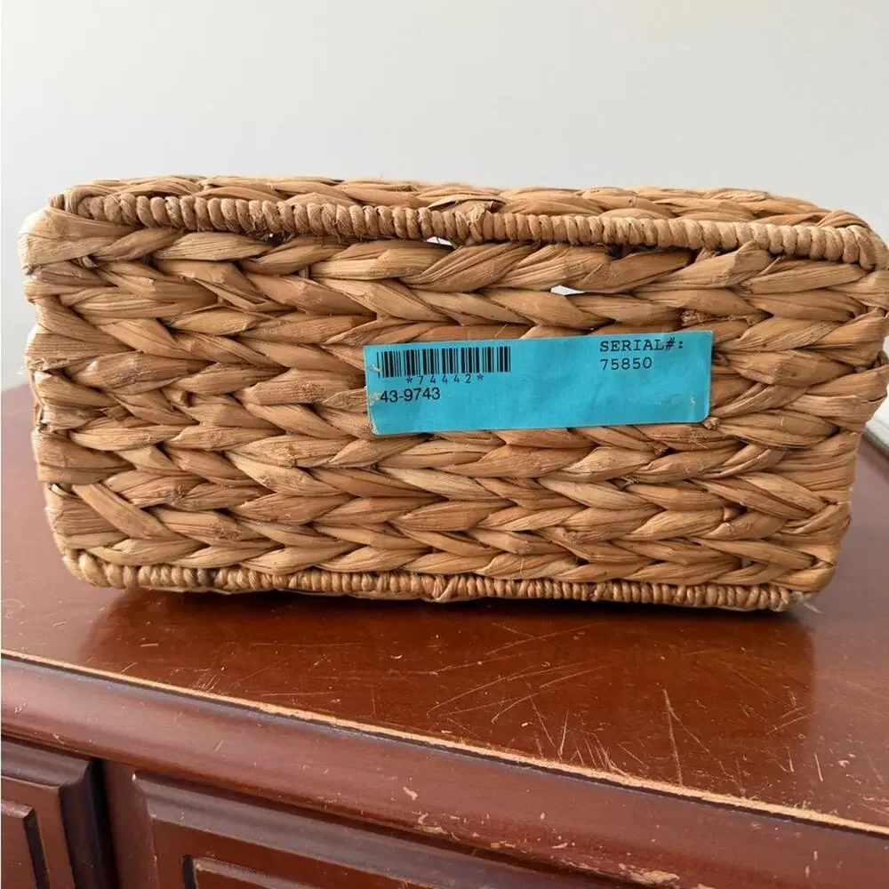 Vintage Woven Seagrass File Organizer Basket Boho Office Desktop Storage